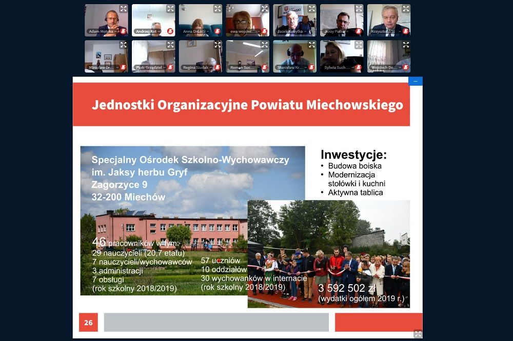 Slajd z prezentacji z raportu o stanie Powiatu Miechowskiego za 2019 rok
