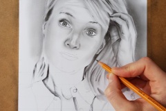 Praca nad portretem Agnieszki Szydłowskiej - rys. Kamila Światły