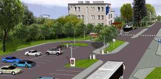 Unijne parkingi P&R na trasie Szybkiej Kolei Aglomeracyjnej Parking P&R przy Dworcu Kolejowym w Miechowie - wizualizacja