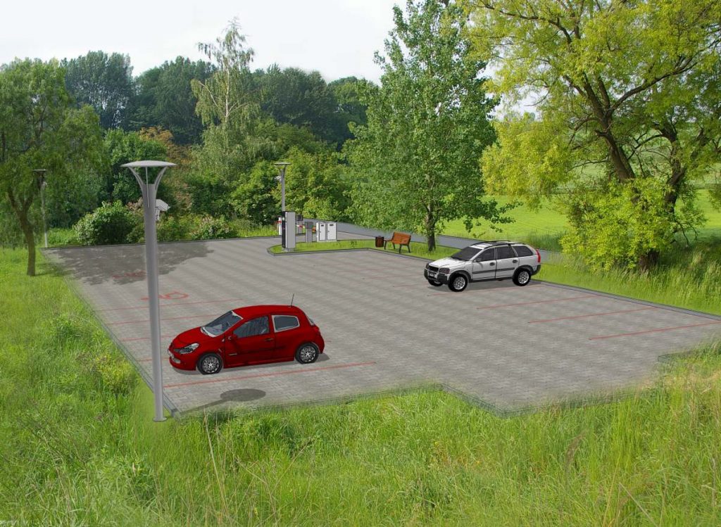 Parking P&R przy stacji kolejowej w Dziadówkach (Pstroszycach I) - wizualizacja