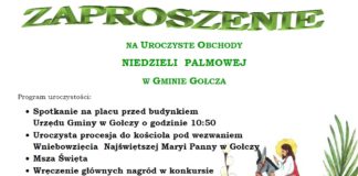 Uroczyste obchody Niedzieli Palmowej w Gołczy