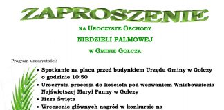 Niedziela Palmowa w Gołczy – zaproszenie