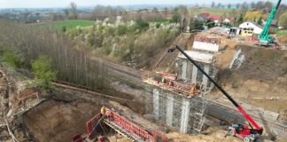 Wiadukt w Uniejowie Rędziny rośnie w oczach