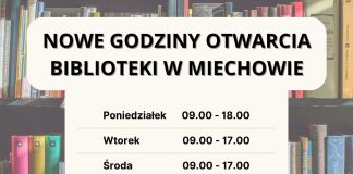 Zmiana godzin otwarcia Biblioteki w Miechowie